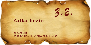 Zalka Ervin névjegykártya